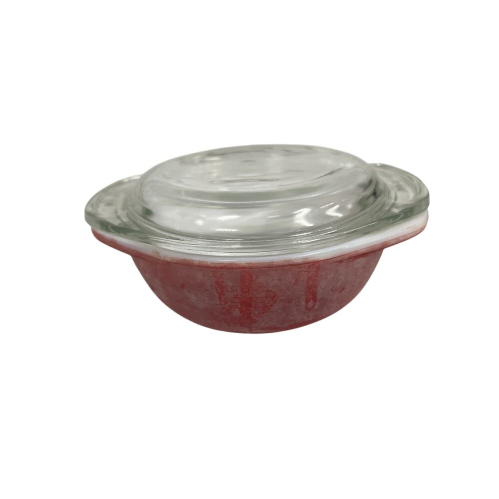 Vintage #080 worn Pyrex Bowl Flamingo Pink 8 oz Casserole Ovenware with Lid